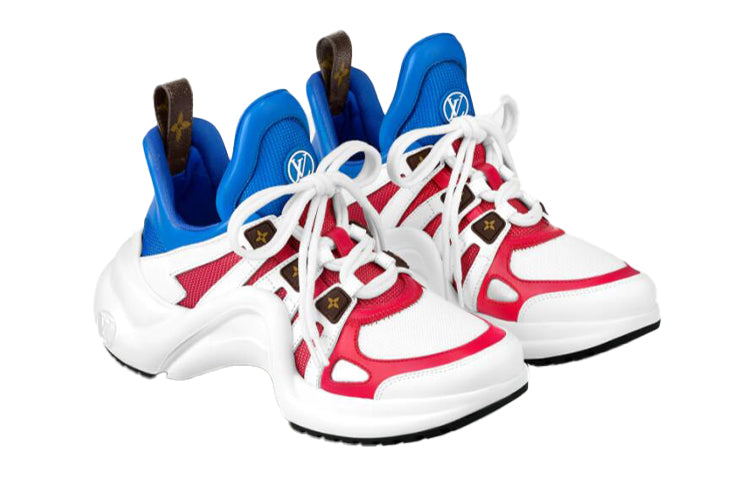 LOUIS VUITTON Anti-Slip And Wear-Resistant Breathable Low-Top Running Shoes Women's White Blue Red