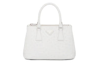 PRADA Galleria Killer Bag Ostrich Leather One Shoulder Handbag Crossbody Bag Small Size Women's White