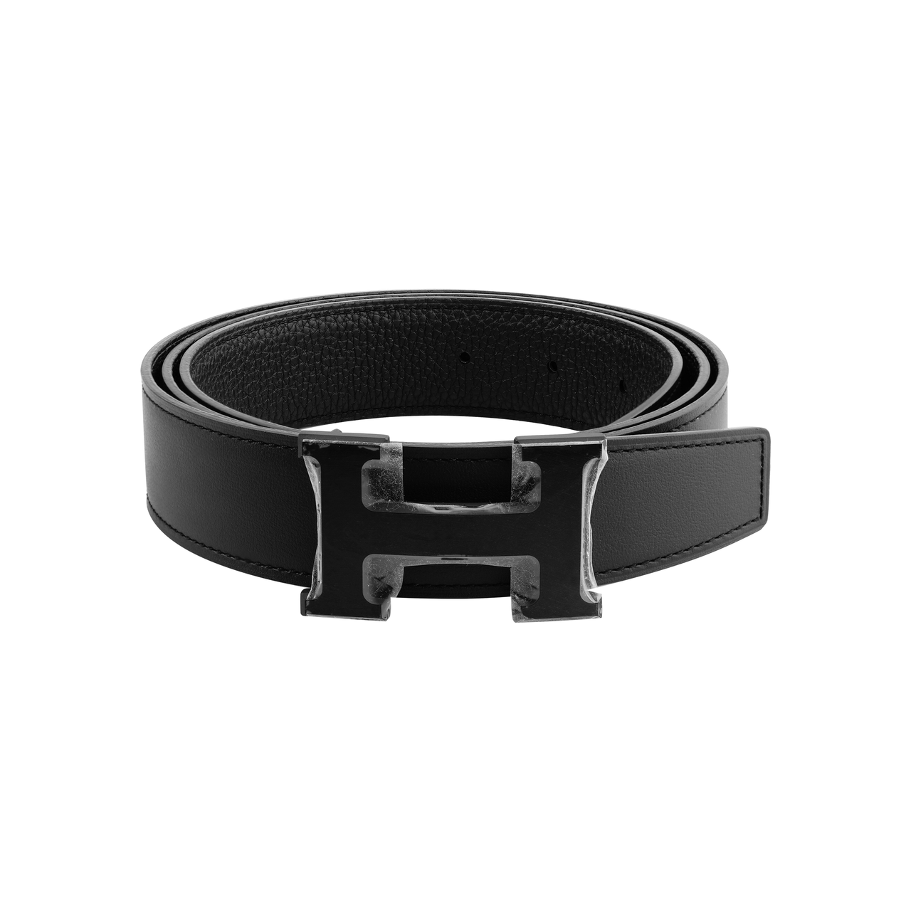 HERMES Togo Calfskin Double-Sided Leather Belt Leather Belts Unisex Black Width: 3.2CM