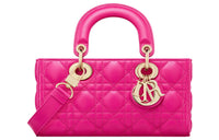 DIOR Lady D-JOY Sheepskin Dior Bag Shoulder Bag Crossbody Bag Handbag Small Size Women's Rose Red