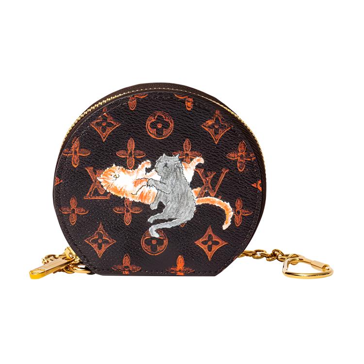 LOUIS VUITTON Cow Leather Coin Purse Women's Brown/Multicolor