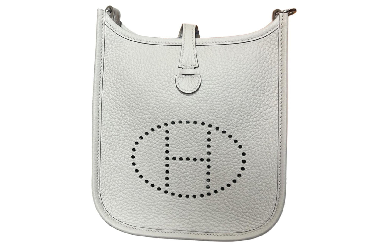 HERMES Evelyne Clemence Calfskin Shoulder Bag Crossbody Bag Unisex Light Gray