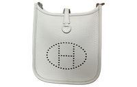 HERMES Evelyne Clemence Calfskin Shoulder Bag Crossbody Bag Unisex Light Gray