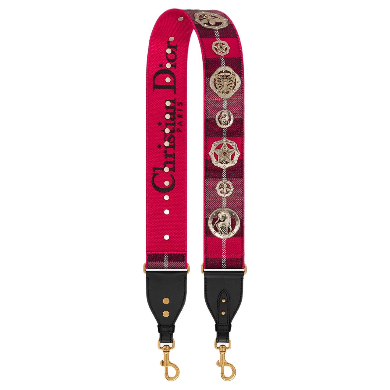 DIOR Cotton Bag Shoulder Strap Women's Red Black