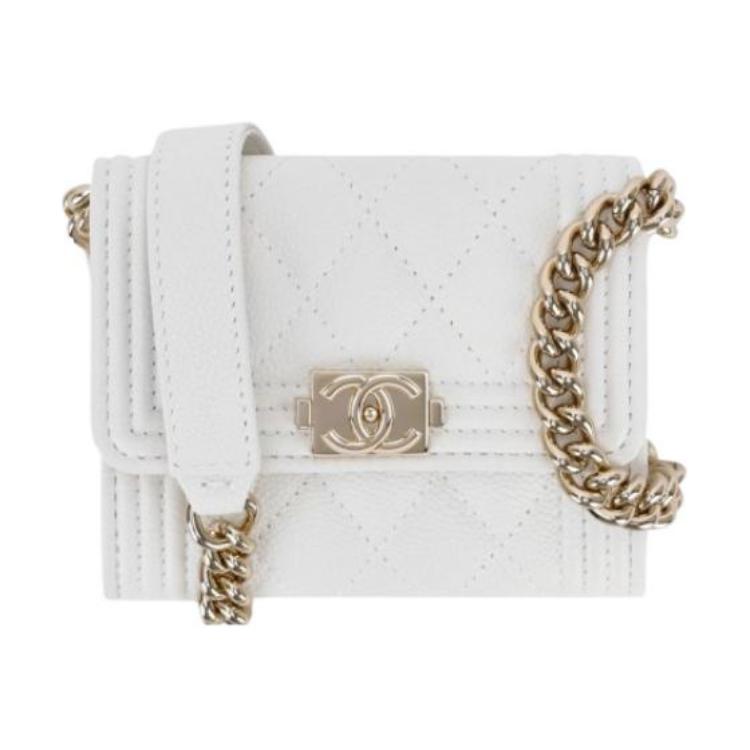 CHANEL LEBOY Grained Calfskin Shoulder Bag Crossbody Bag Coin Purses Regular Women's White