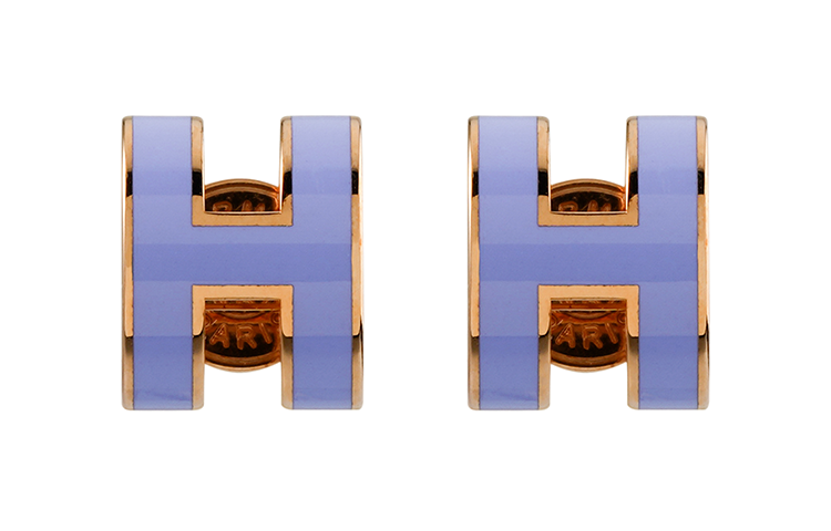 HERMES Stud Earrings Women's Lilac