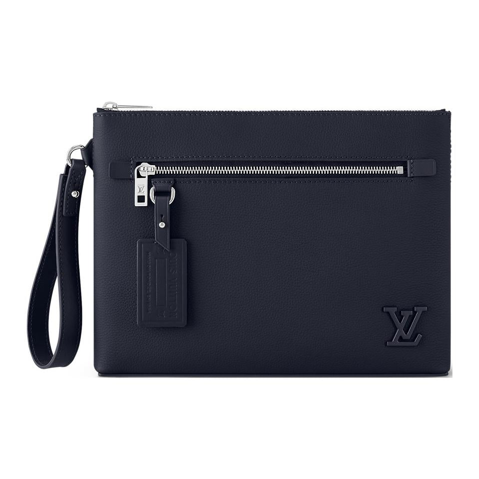 LOUIS VUITTON TAKEOFF Cow Leather Clutch Regular Men's Marine Blue