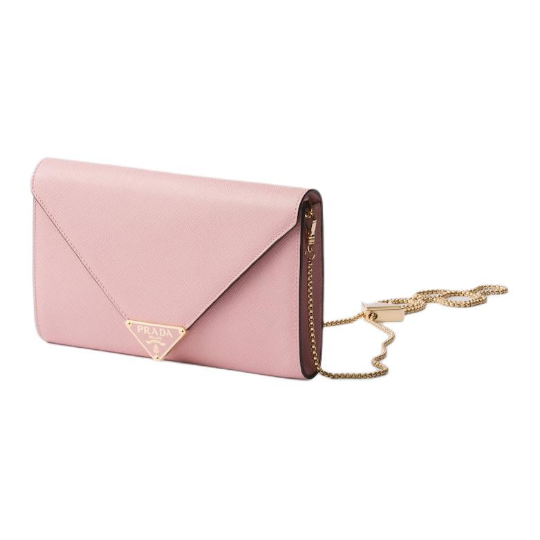 PRADA Calfskin Shoulder Bag Mini Women's Peach Pink