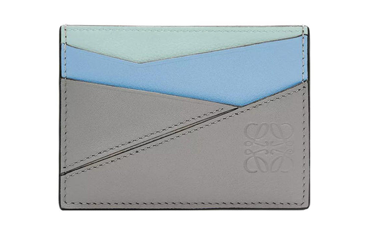 LOEWE Puzzle Cow Leather Card Holder Men's Asphalt Gray/Olympic Blue