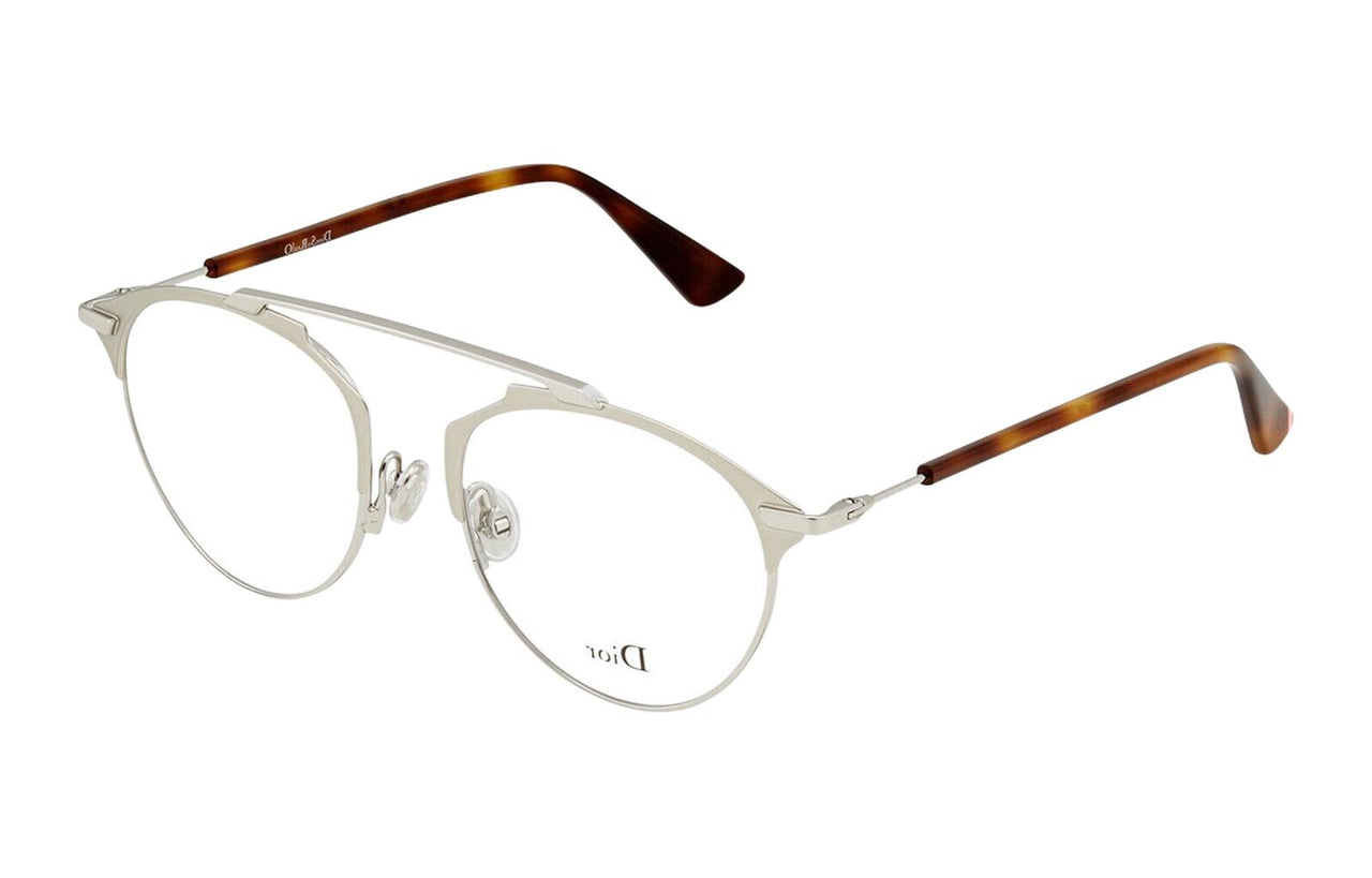 DIOR Metal Irregular Shape Eyeglass Frames Unisex Silver