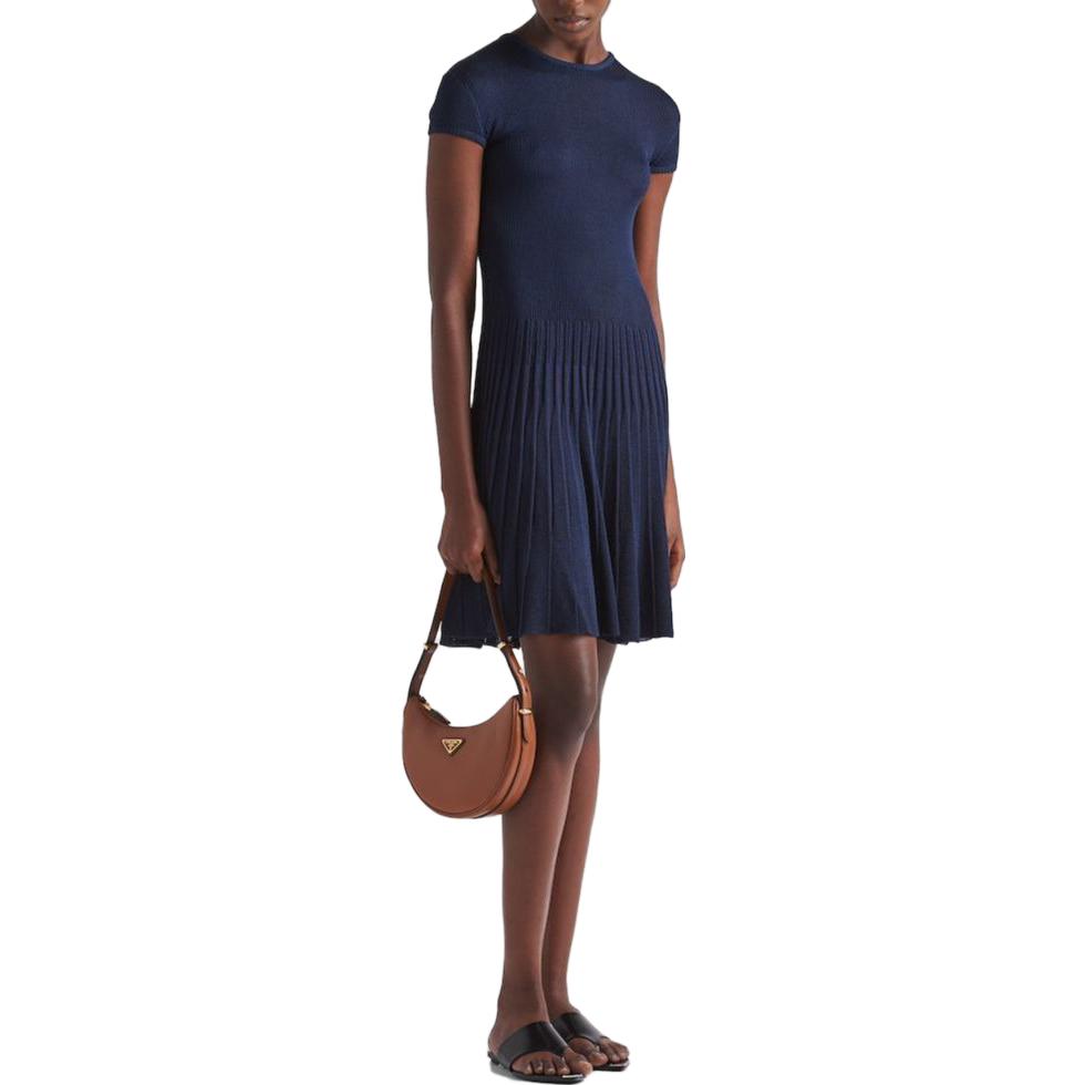 PRADA Crewneck Knitted Midi Dress
