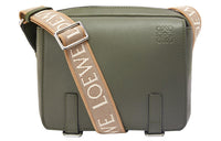 LOEWE Military Messenger Bag In Soft Grained Calfskin And Jacquard Xs Khaki Green