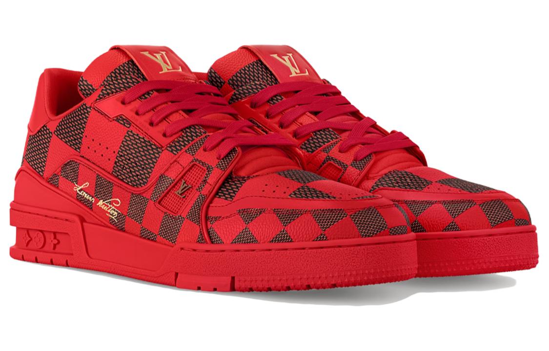 LOUIS VUITTON LV Trainer Sneaker Damier Pop Red