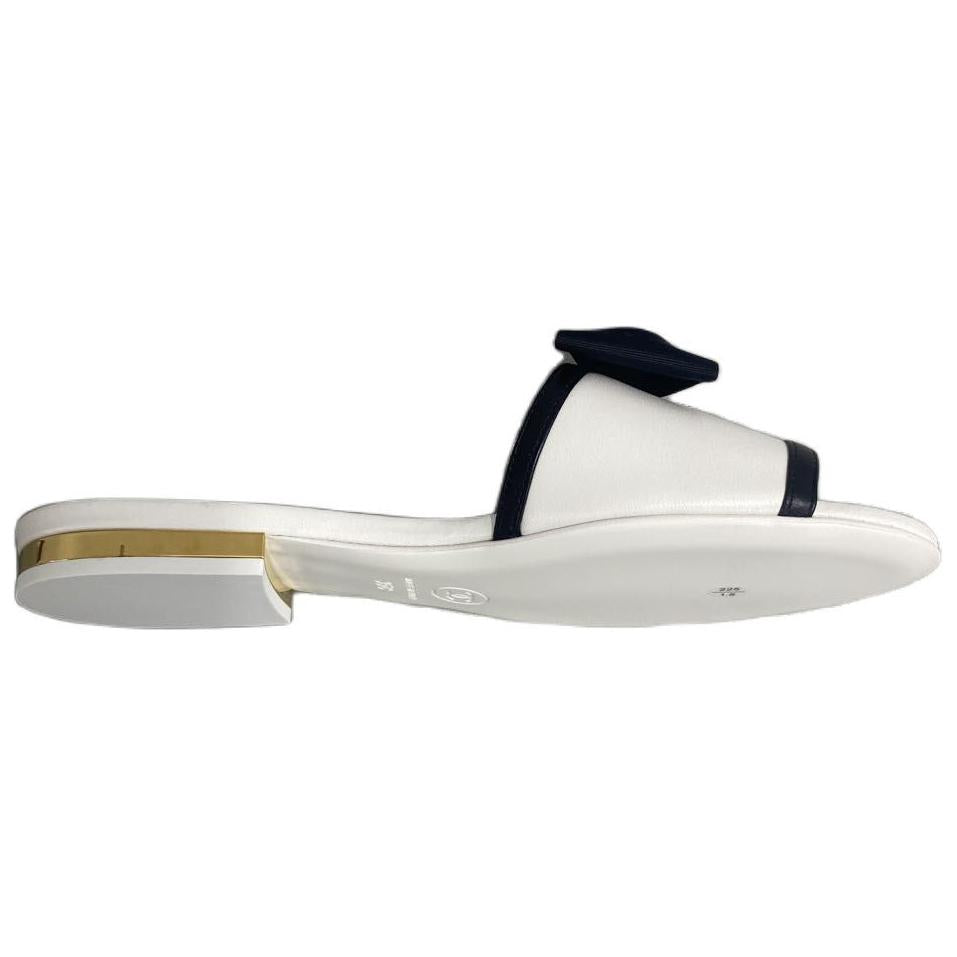CHANEL Slide Slippers Women's White Black