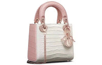 DIOR Lady Dior Crocodile Leather Lady Dior Bag, Shoulder Bag, Crossbody Bag, Handbag Women's White/Pink