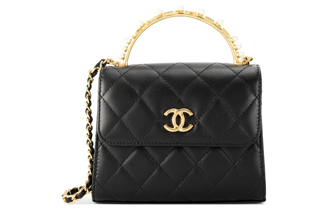 CHANEL Sheepskin Small Square Bag Shoulder Bag Crossbody Bag Women's Black
