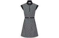 DIOR Belted Dress Technical Taffeta Jacquard With Sleeveless Dress Women's Marine Blue
