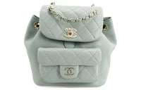 CHANEL Duma Cow Leather Backpack Regular Women's Gray Green