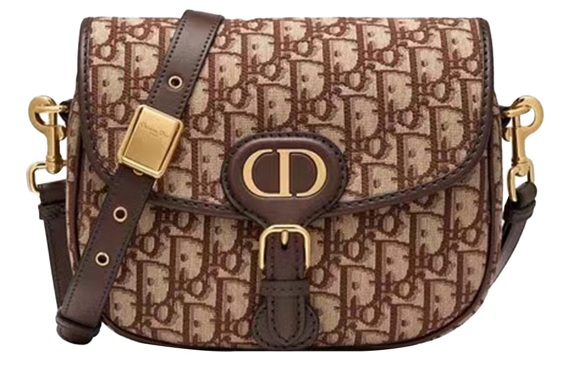 DIOR Bobby Cow Leather Handbag Shoulder Bag Crossbody Bag Medium Size Women's Brown