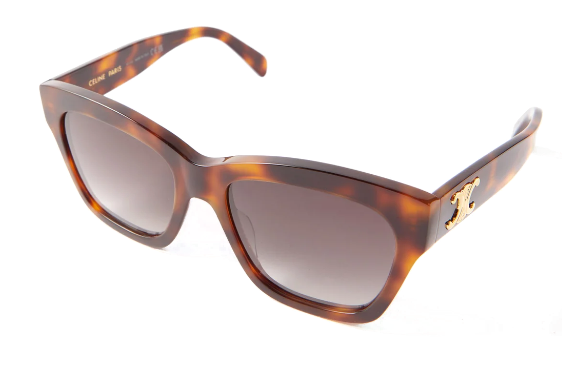 CELINE Acetate Irregular Shape Sunglasses Women's Tortoiseshell