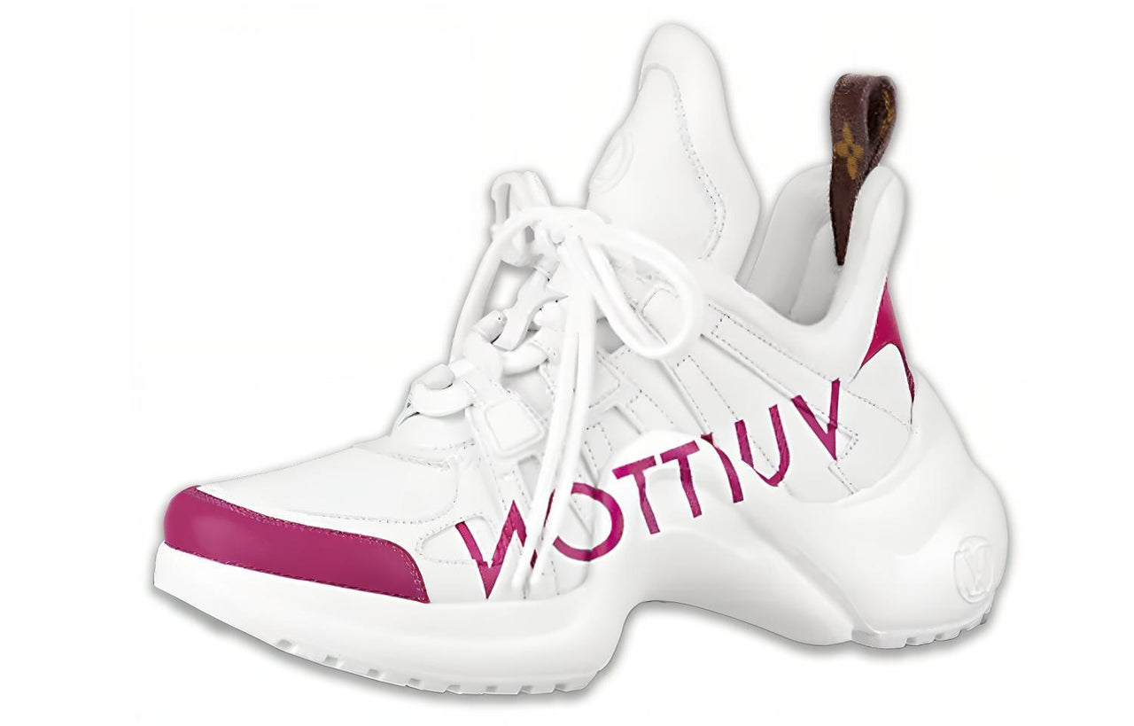 LOUIS VUITTON Archlight Anti-Slip And Wear-Resistant Coverage Support Low-Top Athletic Shoes Women's White Rose Red