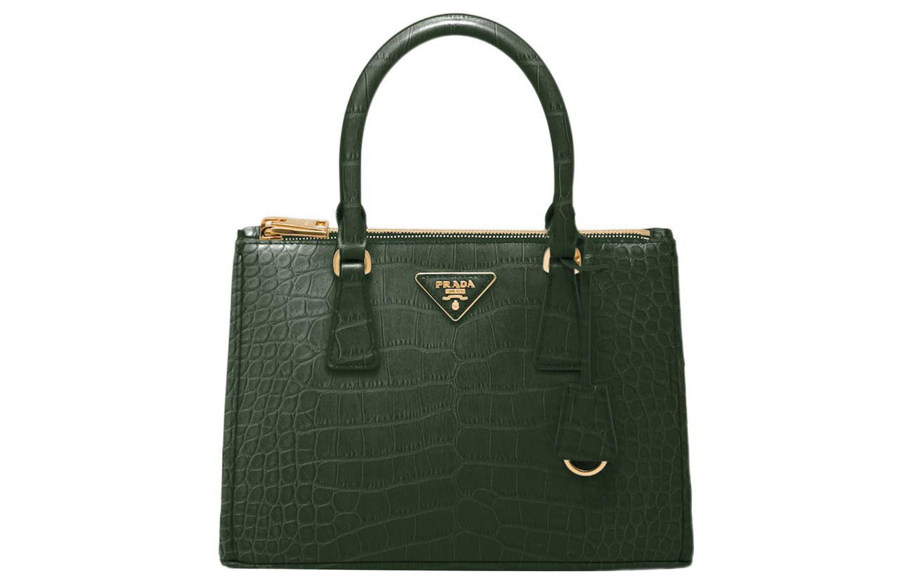 PRADA Galleria Killer Bag Crocodile Leather Shoulder Bag Crossbody Bag Handbag Medium Size Women's Emerald Green