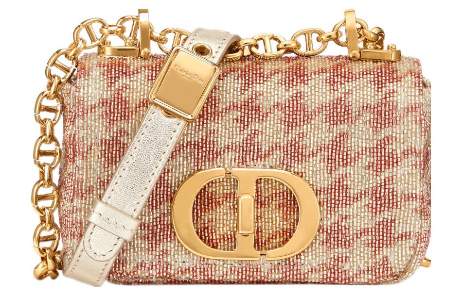 DIOR Caro Embroidered Metal With Leather Shoulder Bag Crossbody Bag Extra Mini Women's Pink