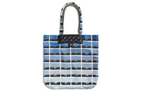 CHANEL Floral Calfskin Tote Bag Shopping Bag Shoulder Bag Crossbody Bag Handbag Regular Women's Blue