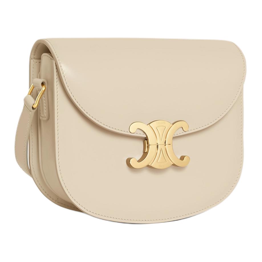 CELINE Besace Calfskin Crossbody Bag Shoulder Bag Women's Beige