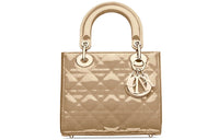 DIOR Lady Dior Patent Leather Calfskin Daisie Bag Portable Crossbody Bag Shoulder Bag Small Size Women's Beige