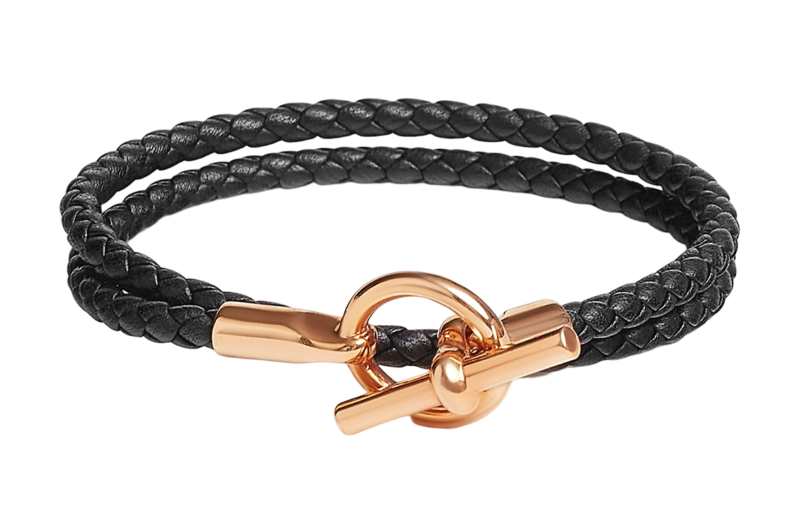 HERMES Rose Gold-Plated Bangles Women's Black