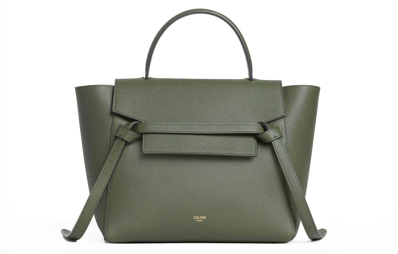 CELINE Belt Grained Calfskin Catfish Bag Handbag One Shoulder Handbag Crossbody Bag Micro Women's Khaki Green