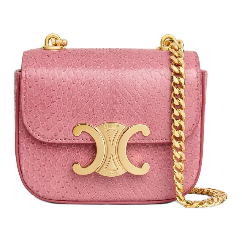 CELINE Snake Leather Shoulder Bag Crossbody Bag Mini Women's Pink