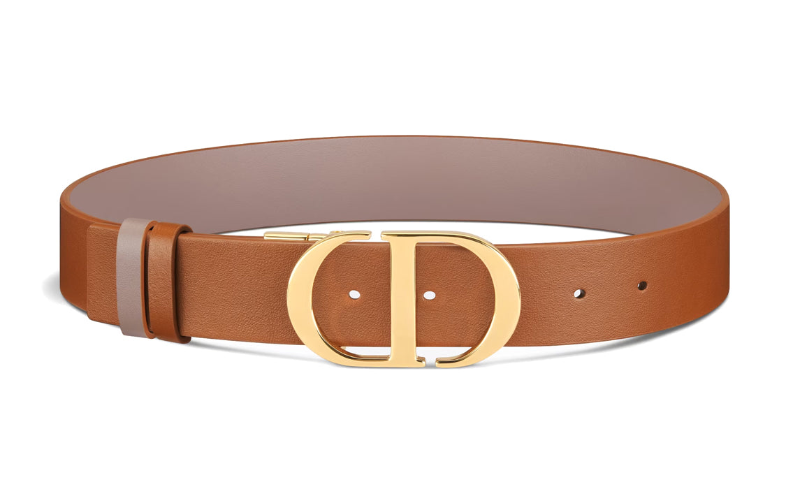 DIOR CD Letter Logo Smooth Buckle Leather Belts Women's Brown Width: 3.5cm