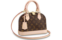 LOUIS VUITTON Alma Coated Canvas With Leather Trim Dome Bag Handbag Shoulder Bag Crossbody Bag Small Size Women's Tan