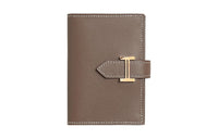 HERMES Bearn Madame Calfskin Card Holder Women's 18 Etoupe Elephant Gray