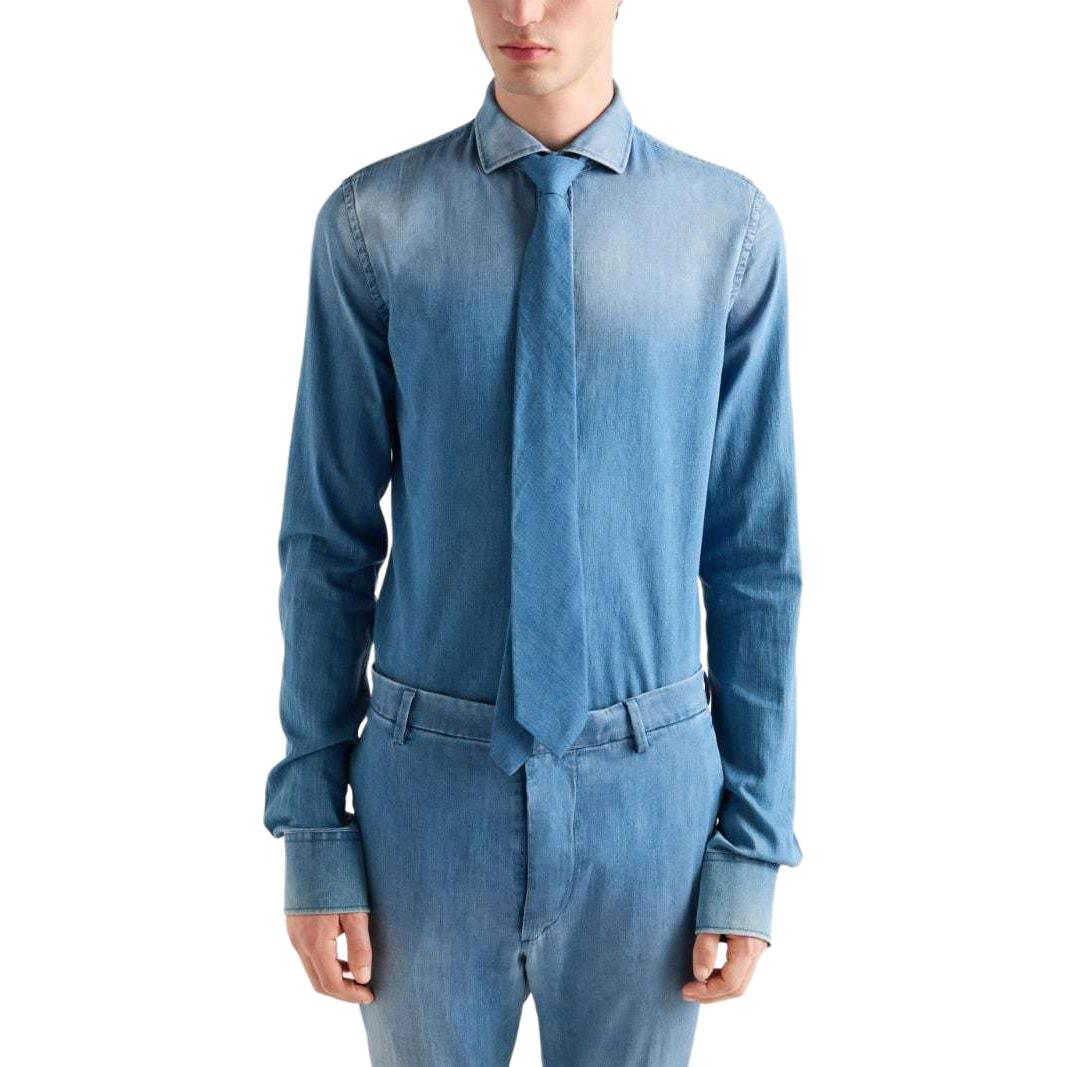 PRADA Triangle logo Denim Shirt