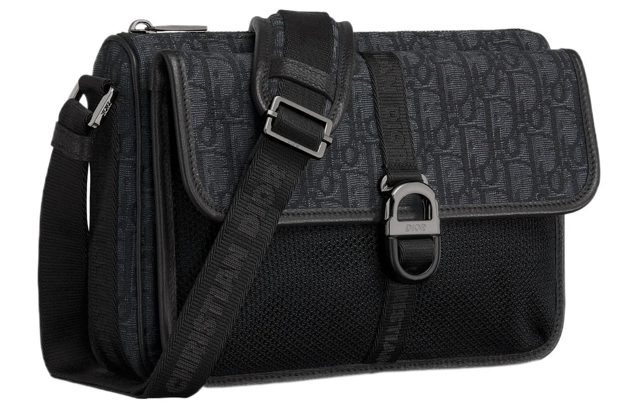 DIOR Oblique Print Shoulder Bag Crossbody Bag Regular Men's Black