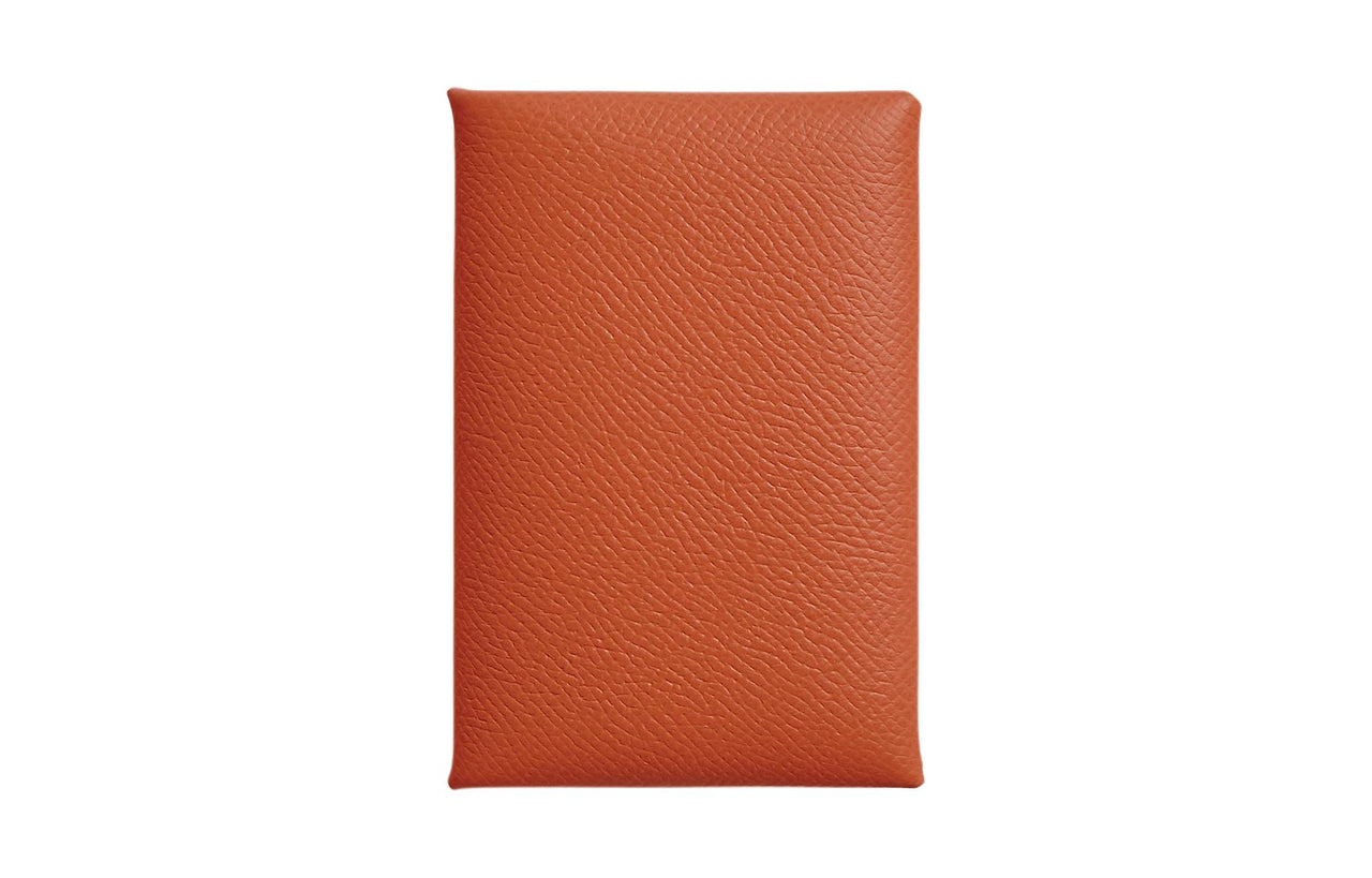 HERMES Calvi Epsom Leather Coin Purse, Wallet, Card Holder Women's R1 Terre Battue Red Soil Color