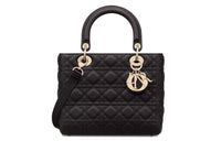 DIOR Lady Dior Grained Calfskin Dior Bag Shoulder Bag Crossbody Bag Handbag Medium Size Women's Black