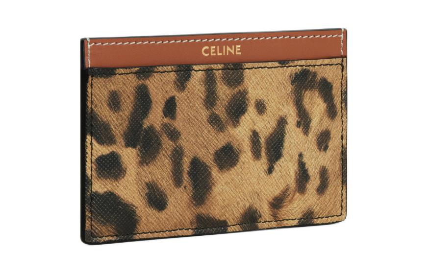 CELINE Artificial Leather Cow Leather Patchwork Card Holder Men's Black & Yellow