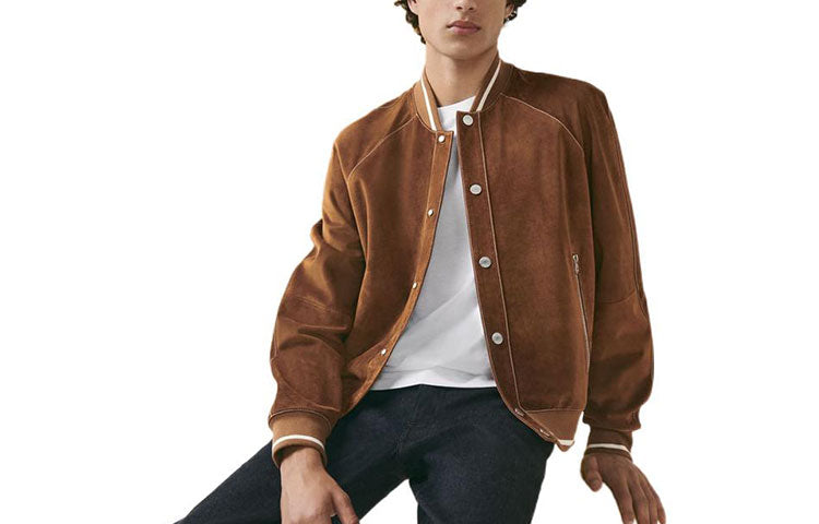 HERMES SS23 Leather Jacket Men's Dark Brown