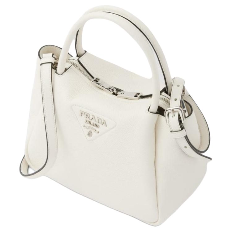 PRADA Leather Shoulder Bag Crossbody Bag Handbag Small Size Women's White
