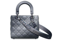 DIOR Lady Dior Cangrid Lambskin Lady Dior Bag, Shoulder Bag, Crossbody Bag, Handbag Trumpets Women's Ethereal Gray
