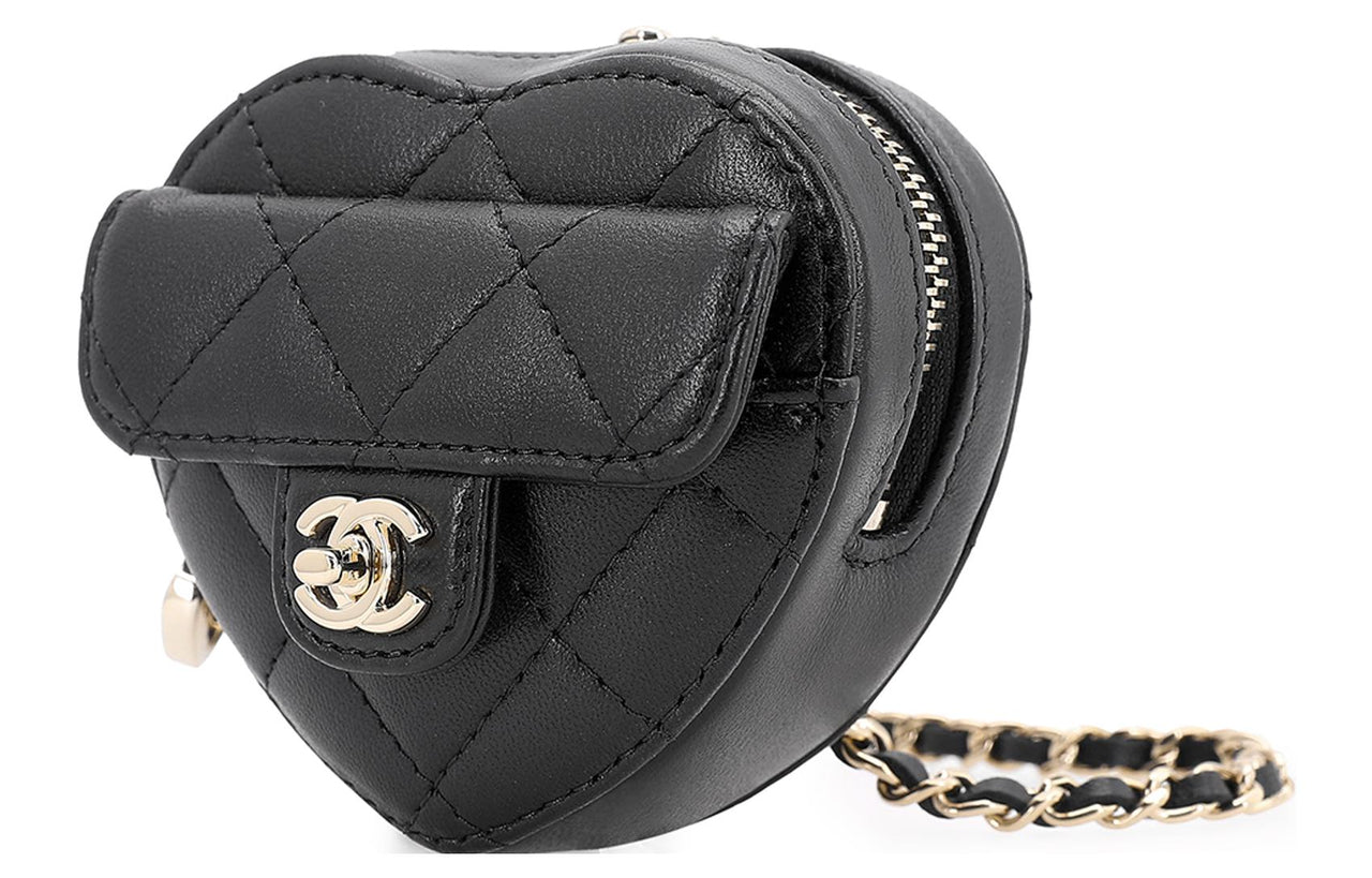 CHANEL Lambskin Shoulder Bag, Crossbody Bag Women's Black