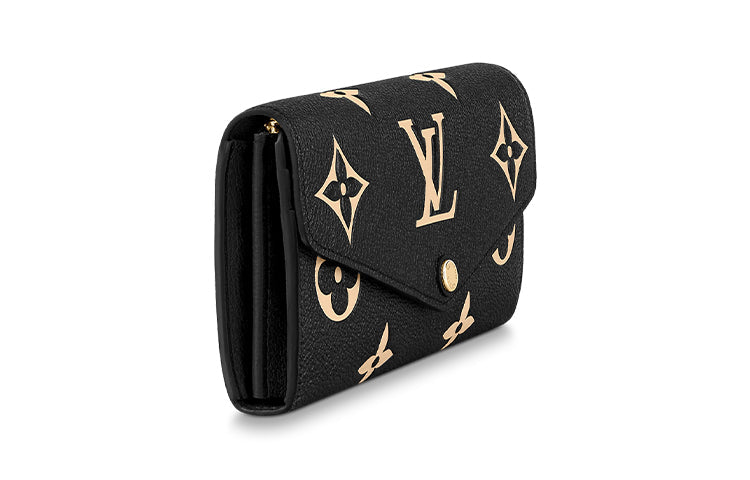LOUIS VUITTON Sarah Cow Leather Wallet Regular Women's Black/Ecru