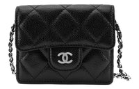 CHANEL Leather Trunk Bag, Card Holder, Coin Purse, Shoulder Bag, Crossbody Bag Women's Black