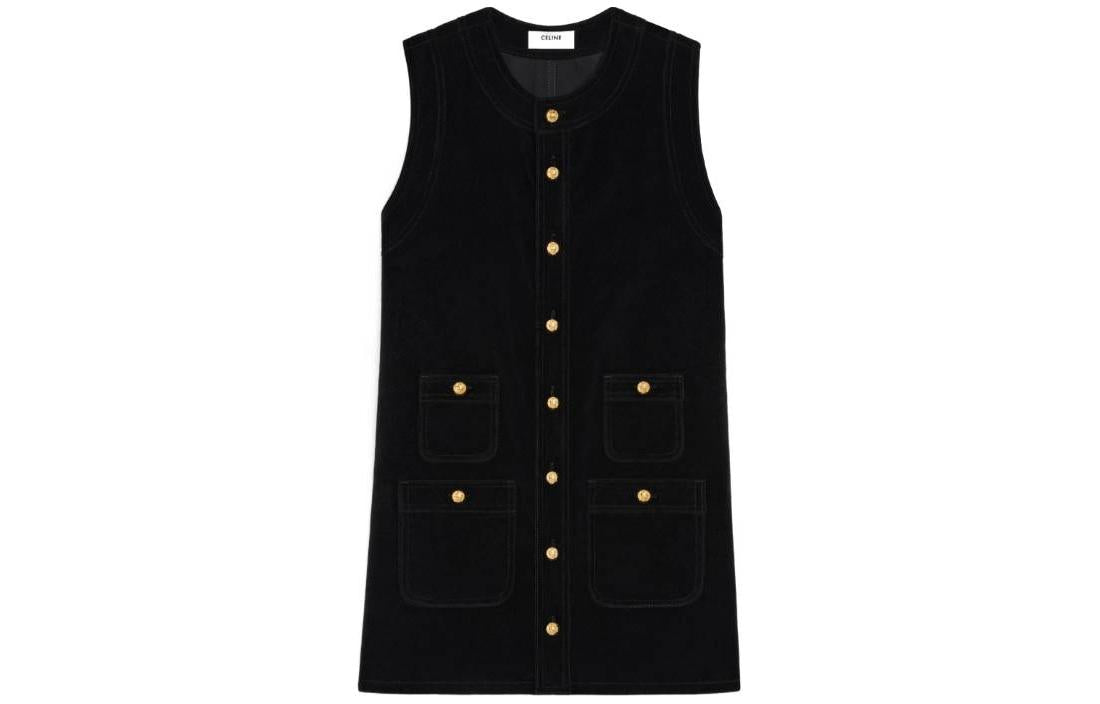 CELINE Sleeveless Dress Women's Black