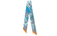 HERMES Silk Scarves Women's Blue/Gray Blue/Orange