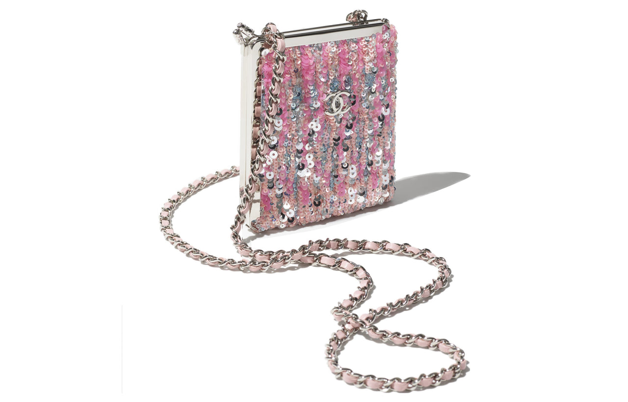 CHANEL Metal Handbag, Shoulder Bag, Crossbody Bag Women's Pink/Silver